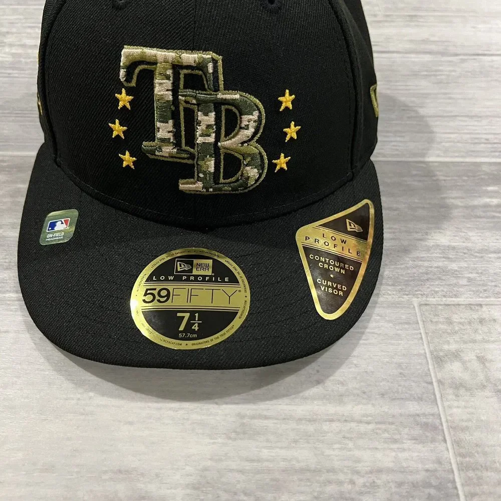 Men New Era 7 1/4 Black Tampa Bay Rays 2024 Armed Forces Day 9FIFTY Snapback Hat